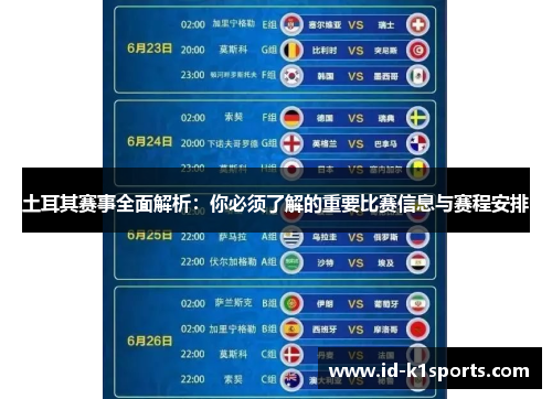 土耳其赛事全面解析：你必须了解的重要比赛信息与赛程安排