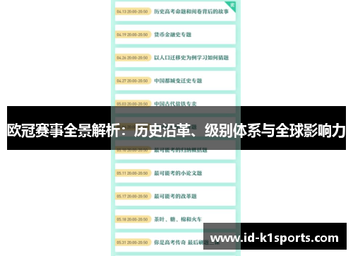 欧冠赛事全景解析:历史沿革、级别体系与全球影响力 欧冠赛事全景解析:历史沿革、级别体系与全球影响力